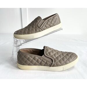 Steve Madden Ecentrcq Taupe Quilted Faux Leather Slip On Sneakers Womens Size 10